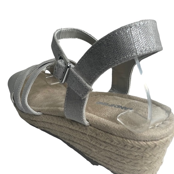 Lands End Womans Platform Wedge Espadrille Strappy Sandal Silver Metallic US 8.5 - Picture 6 of 15